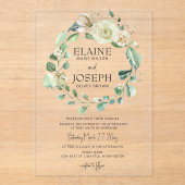 Rustige Airy Botanical Neutral Floral Wedding Acryl Uitnodigingen (Voorkant)