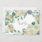 Rustige Airy Botanical Neutral Floral Wedding Bedankkaart (Voorkant)
