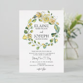 Rustige Airy Botanical Neutral Floral Wedding Folie Uitnodiging (Staand Voorkant)
