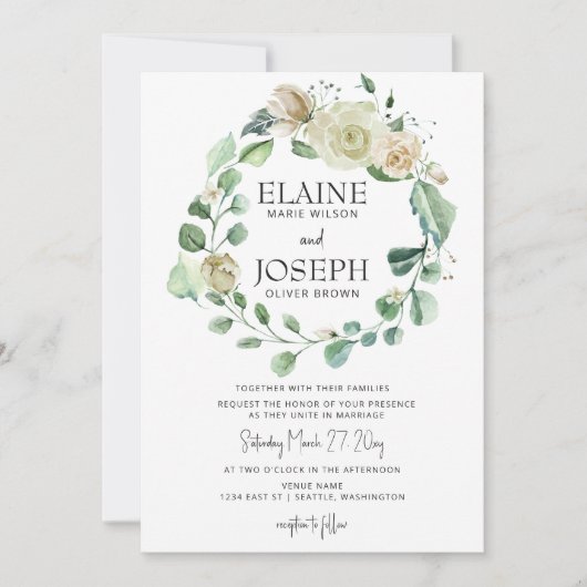 Rustige Airy Botanical Neutral Floral Wedding Kaart (Voorkant)