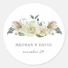 Rustige Airy Botanical Neutral Floral Wedding Ronde Sticker