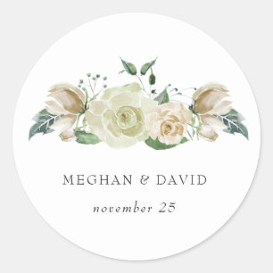 Rustige Airy Botanical Neutral Floral Wedding Ronde Sticker
