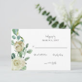 Rustige Airy Botanical Neutral Floral Wedding RSVP Kaartje (Staand voorkant)