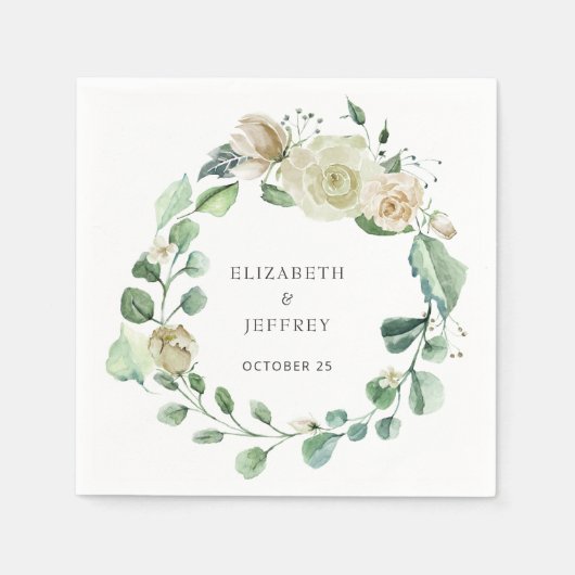 Rustige Airy Botanical Neutral Floral Wedding Servet (Voorkant)