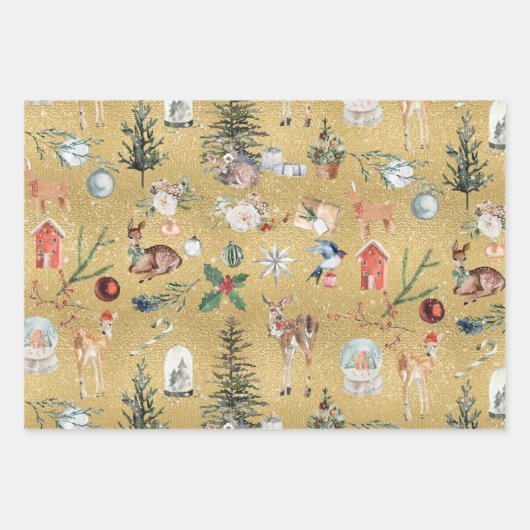 Rustige Alles kerstkraft Gold en zilver Inpakpapier Vel (Voorkant 3)