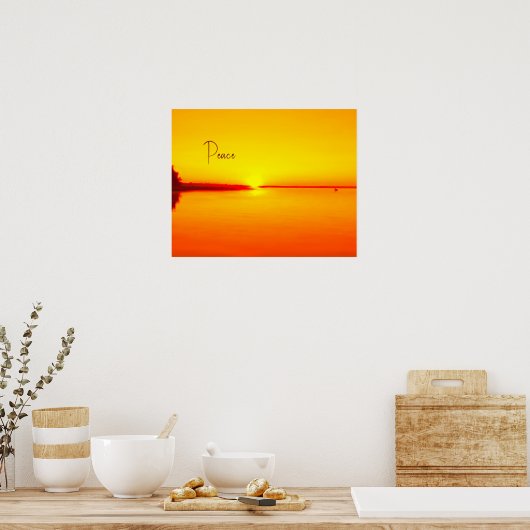 Rustige Amber Sunset boven Water Poster (Keuken)