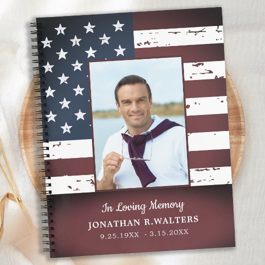 Rustige Amerikaanse Flag Militaire Funeral Guestbo Notitieboek