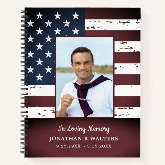 Rustige Amerikaanse Flag Militaire Funeral Guestbo Notitieboek (Voorkant)