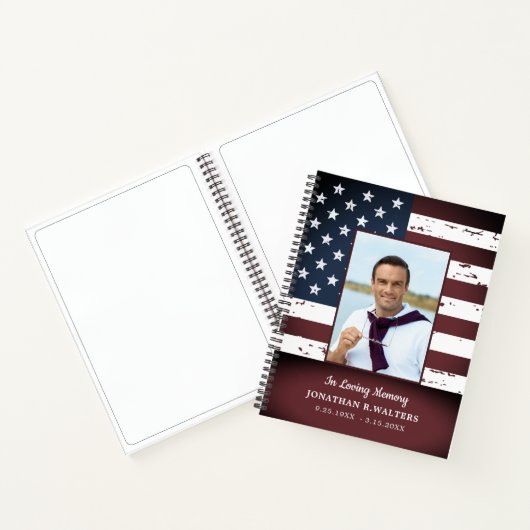 Rustige Amerikaanse Flag Militaire Funeral Guestbo Notitieboek (Binnen)