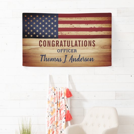 Rustige Amerikaanse politie van de vlag Spandoek (Insitu)