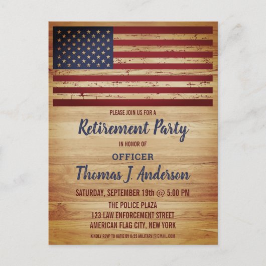 Rustige Amerikaanse politie van de vlag Uitnodiging Briefkaart (Voorkant)