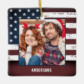 Rustige Amerikaanse vlag Aangepast 2 Fotopatriotti Keramisch Ornament (Voorkant)
