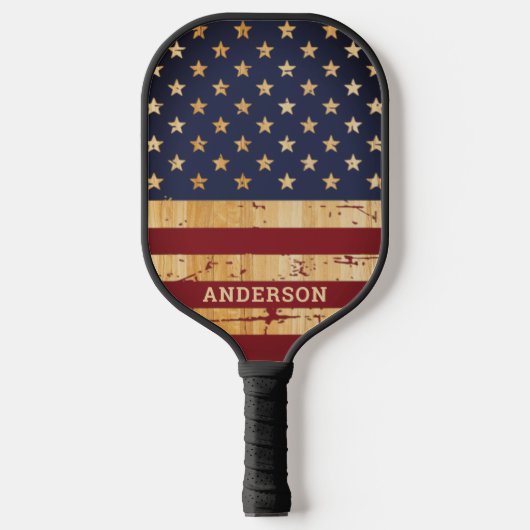 Rustige Amerikaanse vlag - Aangepersonaliseerd Ame Pickleball Paddle (Voorkant)