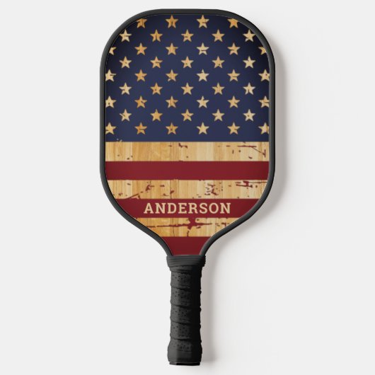 Rustige Amerikaanse vlag - Aangepersonaliseerd Ame Pickleball Paddle (Achterkant)
