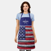 Rustige Amerikaanse vlag- en Star-naam Schort (Gedragen)