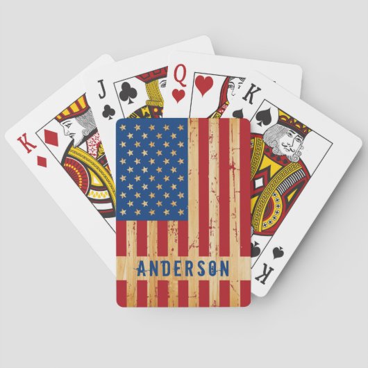 Rustige Amerikaanse vlag Gepersonaliseerd hout Pokerkaarten (Achterkant)