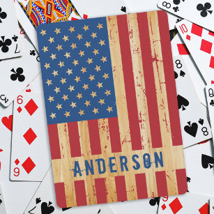 Rustige Amerikaanse vlag Gepersonaliseerd hout Pokerkaarten