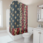 Rustige Amerikaanse vlag luipaardprint (1) Douchegordijn (In situ)