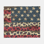 Rustige Amerikaanse Vlag Luipaardprint (1) Fleece Deken (Voorkant (Horizontaal))