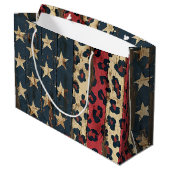 Rustige Amerikaanse Vlag Luipaardprint (1) Groot Cadeauzakje (Achterkant Gekanteld)