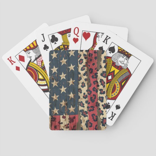 Rustige Amerikaanse vlag luipaardprint (1) Pokerkaarten (Achterkant)