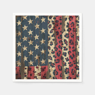 Rustige Amerikaanse vlag luipaardprint (1) Servet