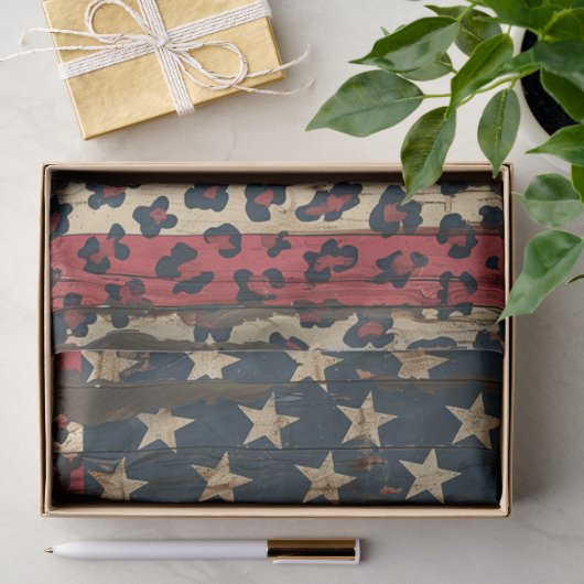 Rustige Amerikaanse vlag luipaardprint (1) Tissuepapier (Geschenk)