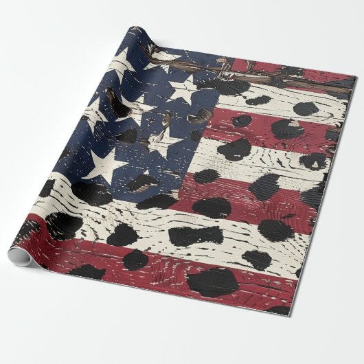 Rustige Amerikaanse Vlag Luipaardprint (2) Cadeaupapier (Uitgerold)