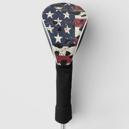 Rustige Amerikaanse Vlag Luipaardprint (2) Golfheadcover (Voorkant)