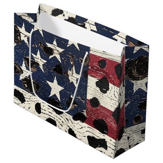 Rustige Amerikaanse vlag luipaardprint (2) Groot Cadeauzakje (Voorkant Gekanteld)