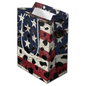 Rustige Amerikaanse Vlag Luipaardprint (2) Medium Cadeauzakje (Achterkant Gekanteld)