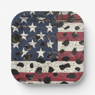 Rustige Amerikaanse Vlag Luipaardprint (2) Papieren Bordje