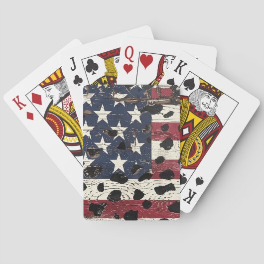Rustige Amerikaanse Vlag Luipaardprint (2) Pokerkaarten (Achterkant)