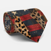 Rustige Amerikaanse vlag luipaardprint (2) Stropdas (Opgerold)