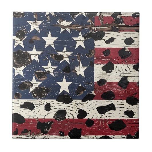 Rustige Amerikaanse vlag luipaardprint (2) Tegeltje (Voorkant)