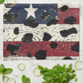 Rustige Amerikaanse vlag luipaardprint (2) Theedoek (Gevouwen)