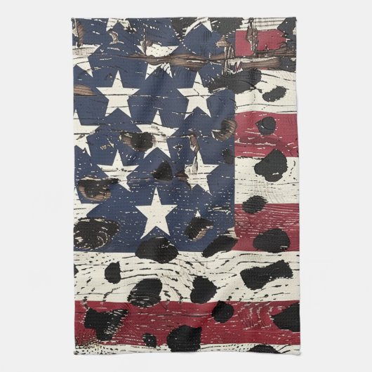 Rustige Amerikaanse vlag luipaardprint (2) Theedoek (Verticaal)