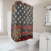 Rustige Amerikaanse vlag luipaardprint (3) Douchegordijn (In situ)