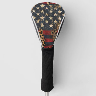 Rustige Amerikaanse Vlag Luipaardprint (3) Golfheadcover