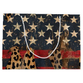 Rustige Amerikaanse Vlag Luipaardprint (3) Groot Cadeauzakje (Achterkant)