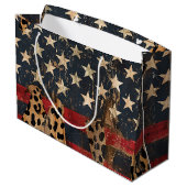 Rustige Amerikaanse Vlag Luipaardprint (3) Groot Cadeauzakje (Achterkant Gekanteld)
