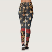 Rustige Amerikaanse Vlag Luipaardprint (3) Leggings (Achterkant)