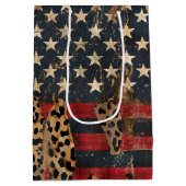 Rustige Amerikaanse vlag luipaardprint (3) Medium Cadeauzakje (Achterkant)