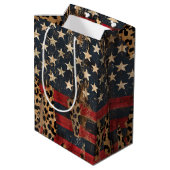 Rustige Amerikaanse vlag luipaardprint (3) Medium Cadeauzakje (Achterkant Gekanteld)