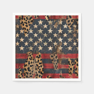 Rustige Amerikaanse Vlag Luipaardprint (3) Servet