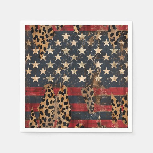 Rustige Amerikaanse Vlag Luipaardprint (3) Servet (Voorkant)
