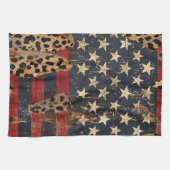 Rustige Amerikaanse vlag luipaardprint (3) Theedoek (Horizontaal)