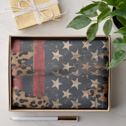Rustige Amerikaanse Vlag Luipaardprint (3) Tissuepapier (Geschenk)