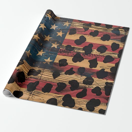 Rustige Amerikaanse vlag luipaardprint (4) Cadeaupapier (Uitgerold)