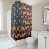Rustige Amerikaanse Vlag Luipaardprint (4) Douchegordijn (In situ)